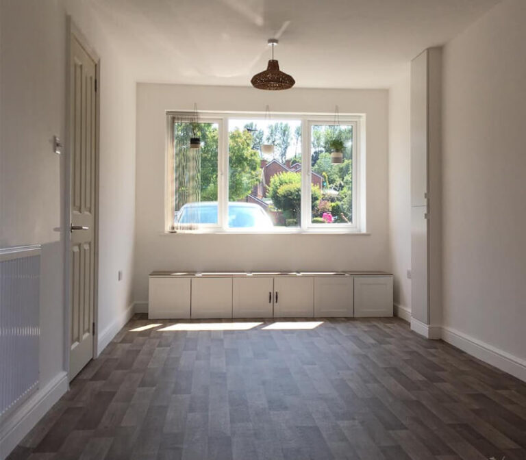 Finished flexible room created from a garage conversion