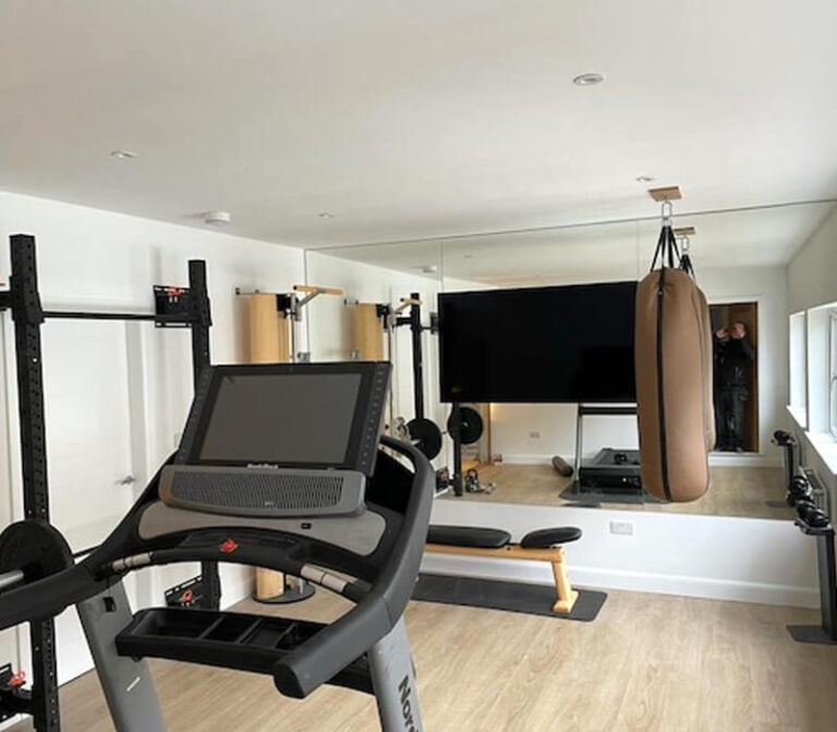 Garage conversion used as a home gym