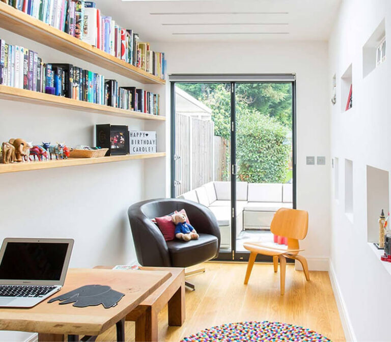 Garage conversion designed as a home office
